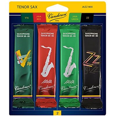 Vandoren Srmixt2 Tenor Saxofoon Jazz Reed Mix kaart Inclusief 1 elke ZZ, V16, Java en Java Rode Kracht 2 Strength 2 Vandoren Srmixt2 Tenor Saxofoon Jazz Reed Mix kaart Inclusief 1 elke ZZ, V16, Java en Java Rode Kracht 2 Strength 2