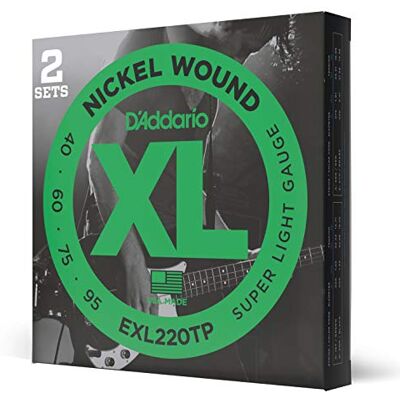 D'Addario Lage snaren – bassnaren – exl220TP – Super Light, 40-95 (2 stuks) – lange schaal D'Addario Lage snaren – bassnaren – exl220TP – Super Light, 40-95 (2 stuks) – lange schaal