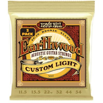 Ernie Ball Earthwood Custom Light 80/20 snaren voor akoestische gitaar, brons, 11,5-54 gauge, 3 stuks Ernie Ball Earthwood Custom Light 80/20 snaren voor akoestische gitaar, brons, 11,5-54 gauge, 3 stuks
