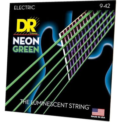 DR Strings DR String NGE-9 Neon Green snaren voor elektrische gitaar, NGE-9 Green coated 9-42 DR Strings DR String NGE-9 Neon Green snaren voor elektrische gitaar, NGE-9 Green coated 9-42