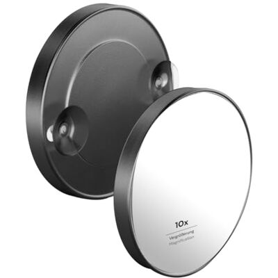 PARSA BEAUTY Zuignap spiegel douchespiegel badkamerspiegel met 10-voudige vergroting zwart-mat Miroir rond avec grossissement 10x, Miroir grossissant moderne facile à installer, Mirroir Rond, Haute Qualité PARSA BEAUTY Zuignap spiegel douchespiegel badkamerspiegel met 10-voudige vergroting zwart-mat Miroir rond avec grossissement 10x, Miroir grossissant moderne facile à installer, Mirroir Rond, Haute Qualité