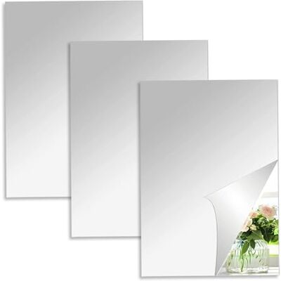 Teuaplo Zelfklevende wandspiegel, 3 stuks, grote wandspiegel, rechthoekig, acryl, zelfklevend, flexibel, onbreekbaar, doe-het-zelf, wanddecoratie, zonder lijst, voor badkamer, woonkamer, slaapkamer, 40 x 30 Teuaplo Zelfklevende wandspiegel, 3 stuks, grote wandspiegel, rechthoekig, acryl, zelfklevend, flexibel, onbreekbaar, doe-het-zelf, wanddecoratie, zonder lijst, voor badkamer, woonkamer, slaapkamer, 40 x 30