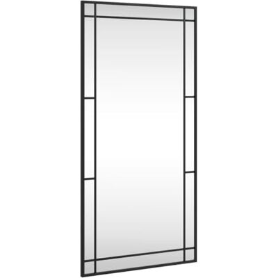 vidaXL Wandspiegel, kamerdecoratie met anti-splinterfolie op de achterkant, hangende spiegel voor hal, badkamer, zwart, rechthoekig, ijzer vidaXL Wandspiegel, kamerdecoratie met anti-splinterfolie op de achterkant, hangende spiegel voor hal, badkamer, zwart, rechthoekig, ijzer