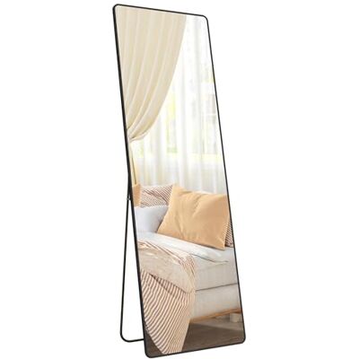 SONGMICS Volledige spiegel, frame van aluminiumlegering, 160 x 50 cm Rechthoekige spiegel op voet, op de vloer, gehard glas, afgeronde hoeken, mat zwart, collectie BERIT LFM030B01 SONGMICS Volledige spiegel, frame van aluminiumlegering, 160 x 50 cm Rechthoekige spiegel op voet, op de vloer, gehard glas, afgeronde hoeken, mat zwart, collectie BERIT LFM030B01
