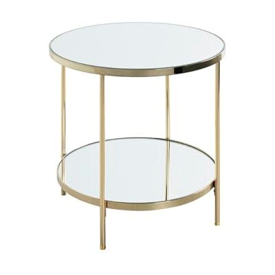 HAKU bijzettafel messing, metaal, spiegel Dim.: H 46 cm x Ø 45 cm, Stijl: Art Deco HAKU bijzettafel messing, metaal, spiegel Dim.: H 46 cm x Ø 45 cm, Stijl: Art Deco