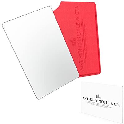 Anthony Noble & Co. Elegante zakspiegel in creditcardformaat kleine spiegel van gepolijst metaal, kleine spiegel met design beschermhoes (zonder handvat) Anthony Noble & Co. Elegante zakspiegel in creditcardformaat kleine spiegel van gepolijst metaal, kleine spiegel met design beschermhoes (zonder handvat)