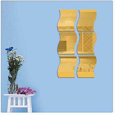 HONGBI Afneembare DIY handwerk decoratie huis acryl spiegel, goud, 6 foto's (12 x 10 cm) HONGBI Afneembare DIY handwerk decoratie huis acryl spiegel, goud, 6 foto's (12 x 10 cm)