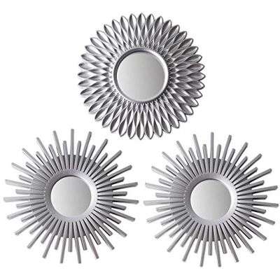 BONNYCO Wandspiegels Pakket 3 Zilveren Spiegels Woonkamer, Huis Decoratie, Slaapkamer Ronde Spiegels Hangende Wand decoratie Kleine Spiegels Shabby Chic Woonaccessoires Geschenk Vrouwen Mama Miroir Rond Soleil Idéal pour Decoration Murale Salon BONNYCO Wandspiegels Pakket 3 Zilveren Spiegels Woonkamer, Huis Decoratie, Slaapkamer Ronde Spiegels Hangende Wand decoratie Kleine Spiegels Shabby Chic Woonaccessoires Geschenk Vrouwen Mama Miroir Rond Soleil Idéal pour Decoration Murale Salon
