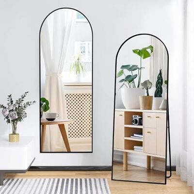 QMTXBYJ Volledige boogspiegel, 162 x 53 cm, staande boogspiegel, grote staande spiegel met frame van aluminiumlegering, gehard glas, om neer te zetten of op te hangen, voor slaapkamer, woonkamer QMTXBYJ Volledige boogspiegel, 162 x 53 cm, staande boogspiegel, grote staande spiegel met frame van aluminiumlegering, gehard glas, om neer te zetten of op te hangen, voor slaapkamer, woonkamer
