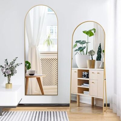 QMTXBYJ Volledige boogspiegel, 162 x 53 cm, staande boogspiegel, grote staande spiegel met frame van aluminiumlegering, gehard glas, om neer te zetten of op te hangen, voor slaapkamer, woonkamer QMTXBYJ Volledige boogspiegel, 162 x 53 cm, staande boogspiegel, grote staande spiegel met frame van aluminiumlegering, gehard glas, om neer te zetten of op te hangen, voor slaapkamer, woonkamer