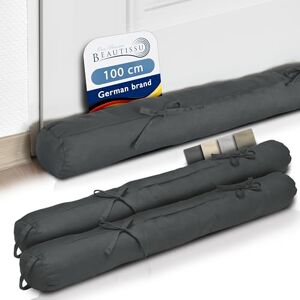 Beautissu Viento, 2 x tochtstoppers voor deur, 100 cm, antraciet, isolerende deurstopper, tegen kou en lawaai, 100 x 10 cm, raamtochtstopper met lus voor deur, raam en tuindeur, Viento Beautissu Viento, 2 x tochtstoppers voor deur, 100 cm, antraciet, isolerende deurstopper, tegen kou en lawaai, 100 x 10 cm, raamtochtstopper met lus voor deur, raam en tuindeur, Viento