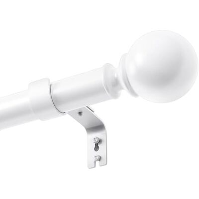 Rod&Trikin Gordijnroede zilver met ronde eindstukken, gordijnringen en bevestigingen voor slaapkamer, eetkamer, woonkamer, wit, 84-150 cm Rod&Trikin Gordijnroede zilver met ronde eindstukken, gordijnringen en bevestigingen voor slaapkamer, eetkamer, woonkamer, wit, 84-150 cm