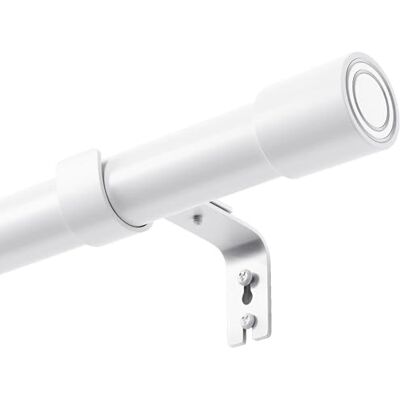 Rod&Trikin Telescopische gordijnroede met ogen, zeer robuust, met eindstukken en bevestiging, voor slaapkamer, woonkamer, buiten, wit, 84-290 cm Rod&Trikin Telescopische gordijnroede met ogen, zeer robuust, met eindstukken en bevestiging, voor slaapkamer, woonkamer, buiten, wit, 84-290 cm