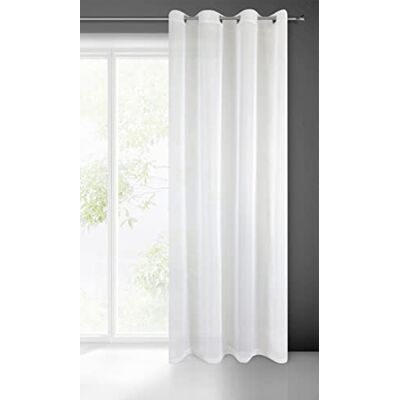 Eurofirany Lucy Gordijn met ogen, glad, transparant, voile, 1 stuk, slaapkamer, woonkamer, elegant, polyester, 140 x 250 cm, wit Eurofirany Lucy Gordijn met ogen, glad, transparant, voile, 1 stuk, slaapkamer, woonkamer, elegant, polyester, 140 x 250 cm, wit