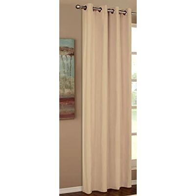 Gardinenbox Ondoorzichtig, lichtdoorlatend gordijn van microsatijn, plooiband, effen, mat, 145 x 140 cm, zandkleurig Gardinenbox Ondoorzichtig, lichtdoorlatend gordijn van microsatijn, plooiband, effen, mat, 145 x 140 cm, zandkleurig