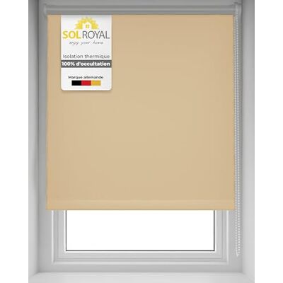 Sol Royal Thermisch rolgordijn zonder boren met ketting traploos verstelbaar, T42, voor ramen en deuren, 100 x 160 cm, crème Sol Royal Thermisch rolgordijn zonder boren met ketting traploos verstelbaar, T42, voor ramen en deuren, 100 x 160 cm, crème