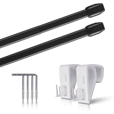 Bestlivings Set van 2 uittrekbare gordijnroedes 2 gordijnroedes met klemdragers bevestiging zonder boren (kleur: zwart, maat: 40-60 cm) Bestlivings Set van 2 uittrekbare gordijnroedes 2 gordijnroedes met klemdragers bevestiging zonder boren (kleur: zwart, maat: 40-60 cm)
