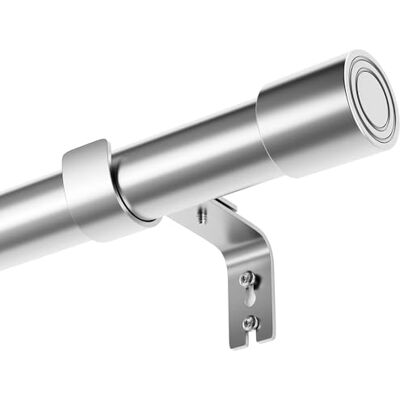 Rod&Trikin Telescopische gordijnroede met ogen, zeer robuust, met eindstukken en bevestiging, voor slaapkamer, woonkamer, outdoor, zilver, 84-185 cm Rod&Trikin Telescopische gordijnroede met ogen, zeer robuust, met eindstukken en bevestiging, voor slaapkamer, woonkamer, outdoor, zilver, 84-185 cm