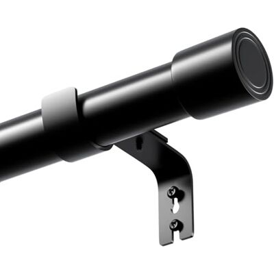 Rod&Trikin Telescopische gordijnroede met ogen, zeer robuust, met eindstukken en bevestiging, voor slaapkamer, woonkamer, buiten, zwart, 84-220 cm Rod&Trikin Telescopische gordijnroede met ogen, zeer robuust, met eindstukken en bevestiging, voor slaapkamer, woonkamer, buiten, zwart, 84-220 cm