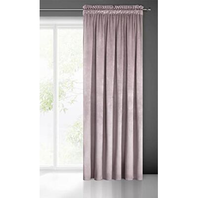 Eurofirany Pierre Fluwelen gordijn met plooiband, 1 stuk, fluweel, effen, 200 g/m², voor woonkamer, slaapkamer, 140 x 300 cm, lichtroze Eurofirany Pierre Fluwelen gordijn met plooiband, 1 stuk, fluweel, effen, 200 g/m², voor woonkamer, slaapkamer, 140 x 300 cm, lichtroze