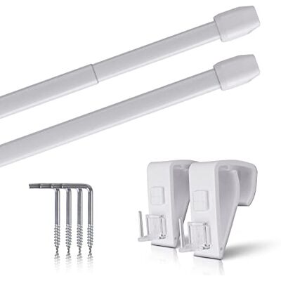 Bestlivings Set van uittrekbare gordijnroedes voor beglazing, 2 stuks, 2 gordijnroedes met houder bevestiging zonder boren (kleur: wit, maat: 60-90 cm) Bestlivings Set van uittrekbare gordijnroedes voor beglazing, 2 stuks, 2 gordijnroedes met houder bevestiging zonder boren (kleur: wit, maat: 60-90 cm)