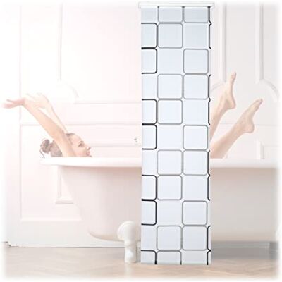 Relaxdays Douchegordijn, vierkant, waterafstotend, retro, voor badkuip en douche, plafondmontage, 60 x 240 cm, halftransparant Relaxdays Douchegordijn, vierkant, waterafstotend, retro, voor badkuip en douche, plafondmontage, 60 x 240 cm, halftransparant