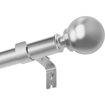 Rod&Trikin Gordijnroede met ogen, voor slaapkamer, eetkamer, woonkamer of keuken, zilver, 84-220 cm Rod&Trikin Gordijnroede met ogen, voor slaapkamer, eetkamer, woonkamer of keuken, zilver, 84-220 cm