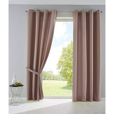 Gardinenbox Palermo 10000265-2 set van 2 gordijnen, ondoorzichtig met ogen en gordijnhouders, mat taupe, 225 x 140 cm Gardinenbox Palermo 10000265-2 set van 2 gordijnen, ondoorzichtig met ogen en gordijnhouders, mat taupe, 225 x 140 cm