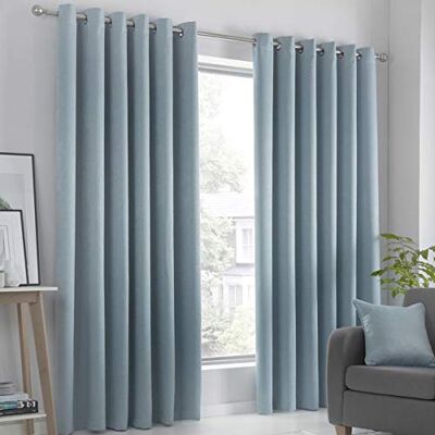 Fusion Strata gordijnen met ogen, geweven, 100% polyester, 168 x 137 cm, eendenblauw Fusion Strata gordijnen met ogen, geweven, 100% polyester, 168 x 137 cm, eendenblauw