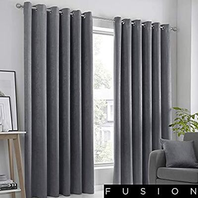 Fusion Strata gevoerde gordijnen met oogjes, antraciet, 100% polyester, 168 x 228 cm Fusion Strata gevoerde gordijnen met oogjes, antraciet, 100% polyester, 168 x 228 cm
