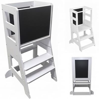 Relaxdays Leertoren met schoolbord, vanaf 1 jaar, 2 treden, kantelbeveiliging, 86 x 40 x 44 cm (h x b x d), stahulp voor peuters, wit Relaxdays Leertoren met schoolbord, vanaf 1 jaar, 2 treden, kantelbeveiliging, 86 x 40 x 44 cm (h x b x d), stahulp voor peuters, wit