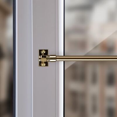 Bestlivings Gordijnroede met klemdragers (goud mat / 125-225 cm) gordijnroede uittrekbaar van 50-225 cm lengte voor bistrogordijnen lichte gordijnen Bestlivings Gordijnroede met klemdragers (goud mat / 125-225 cm) gordijnroede uittrekbaar van 50-225 cm lengte voor bistrogordijnen lichte gordijnen
