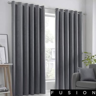 Fusion Strata gevoerde gordijnen met oogjes, antraciet, 100% polyester, 117 x 229 cm Fusion Strata gevoerde gordijnen met oogjes, antraciet, 100% polyester, 117 x 229 cm