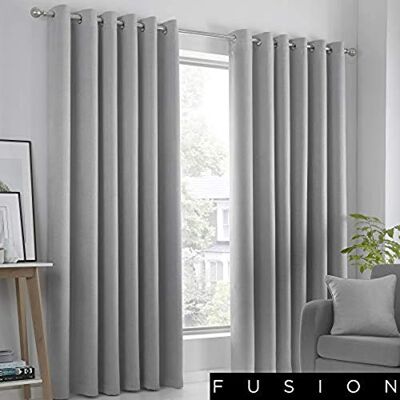 Fusion Strata gevoerde gordijnen met ogen, zilverkleurig, 100% polyester, 117 x 229 cm Fusion Strata gevoerde gordijnen met ogen, zilverkleurig, 100% polyester, 117 x 229 cm