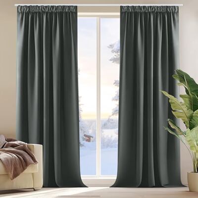 Deconovo Set van 2 gordijnen voor de woonkamer, modern design, ondoorzichtig, woonkamer, plooiband, gordijn, balkon, buiten, raam, 140 x 210 cm, keuken, isolerend, koudebescherming, kinderkamer, Deconovo Set van 2 gordijnen voor de woonkamer, modern design, ondoorzichtig, woonkamer, plooiband, gordijn, balkon, buiten, raam, 140 x 210 cm, keuken, isolerend, koudebescherming, kinderkamer,