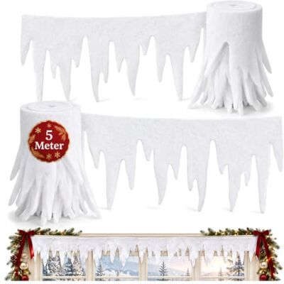 com-four ® Winterslinger, 5 meter, decoratief lint voor Kerstmis 500 cm totale lengte, ijspegelslinger, kunstmatige sneeuw, raamdecoratie voor deuren en ramen com-four ® Winterslinger, 5 meter, decoratief lint voor Kerstmis 500 cm totale lengte, ijspegelslinger, kunstmatige sneeuw, raamdecoratie voor deuren en ramen