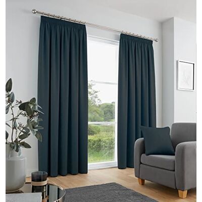 Fusion Set van 2 plisségordijnen, marineblauw, 168 x 229 cm, 100% katoen, geluidsisolerende en thermische gordijnen voor slaapkamer, marineblauw Fusion Set van 2 plisségordijnen, marineblauw, 168 x 229 cm, 100% katoen, geluidsisolerende en thermische gordijnen voor slaapkamer, marineblauw