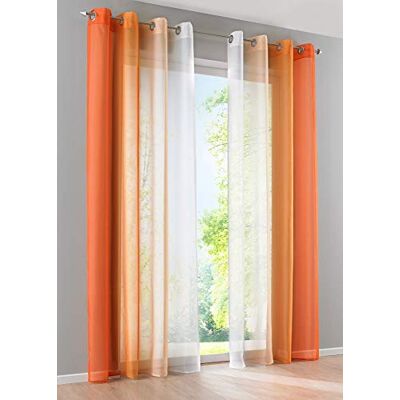 Gardinenbox Modena 10000183 Set van 2 gordijnen met ogen en gordijnbinders, Decoratief gordijn met kleurverloop oranje 245 x 140 cm Gardinenbox Modena 10000183 Set van 2 gordijnen met ogen en gordijnbinders, Decoratief gordijn met kleurverloop oranje 245 x 140 cm