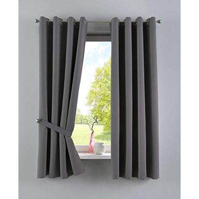 Gardinenbox New York 201920600-2 Set van 2 ondoorzichtige en verduisterende gordijnen met ringen, donkergrijs, 160 x 140 cm (h x b), thermische isolatie, Oeko-Tex uv-bescherming Gardinenbox New York 201920600-2 Set van 2 ondoorzichtige en verduisterende gordijnen met ringen, donkergrijs, 160 x 140 cm (h x b), thermische isolatie, Oeko-Tex uv-bescherming
