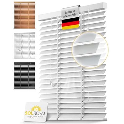 Sol Royal BE5 Massief houten jaloezieën, 50 mm, extra grote lamellen, eenvoudige montage aan muur en plafond, inkijkbescherming voor ramen en deuren (120 x 180 cm, wit) Sol Royal BE5 Massief houten jaloezieën, 50 mm, extra grote lamellen, eenvoudige montage aan muur en plafond, inkijkbescherming voor ramen en deuren (120 x 180 cm, wit)
