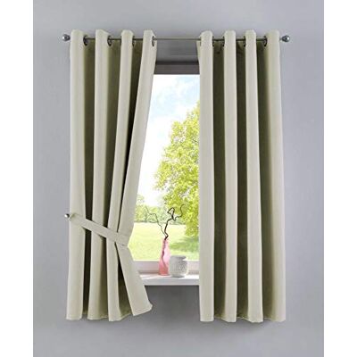 Gardinenbox New York 201920600-2 Set van 2 verduisterende gordijnen met oogjes, beige, 160 x 140 cm (h x b), thermische gordijnen, ondoorzichtig, geluidsisolatie, Oeko-Tex uv-bescherming Gardinenbox New York 201920600-2 Set van 2 verduisterende gordijnen met oogjes, beige, 160 x 140 cm (h x b), thermische gordijnen, ondoorzichtig, geluidsisolatie, Oeko-Tex uv-bescherming