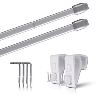 Bestlivings Set van 2 uittrekbare gordijnroedes 2 gordijnroedes met klemdragers bevestiging zonder boren (kleur: zilver, maat: 60-90 cm) Bestlivings Set van 2 uittrekbare gordijnroedes 2 gordijnroedes met klemdragers bevestiging zonder boren (kleur: zilver, maat: 60-90 cm)