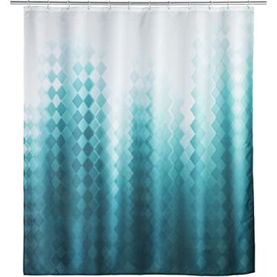 WENKO Douchegordijn, Tullin, 180 x 200 cm, 100% polyester gordijn met metalen ogen en rubberen gewichtsband voor douche en badkuip, waterafstotend en wasbaar, inclusief 12 witte ringen WENKO Douchegordijn, Tullin, 180 x 200 cm, 100% polyester gordijn met metalen ogen en rubberen gewichtsband voor douche en badkuip, waterafstotend en wasbaar, inclusief 12 witte ringen