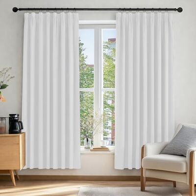 Deconovo Set van 2 thermische verduisteringsgordijnen, koudewerend, voor slaapkamer, volwassenen, keuken, woonkamer, modern design, plooiband, lichtwit, grijs, 140 x 180 cm Deconovo Set van 2 thermische verduisteringsgordijnen, koudewerend, voor slaapkamer, volwassenen, keuken, woonkamer, modern design, plooiband, lichtwit, grijs, 140 x 180 cm