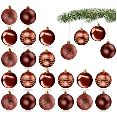 com-four ® 20 x kerstballen, kunststof ballen voor Kerstmis Kerstboomversiering met hanger Ø 6 cm com-four ® 20 x kerstballen, kunststof ballen voor Kerstmis Kerstboomversiering met hanger Ø 6 cm