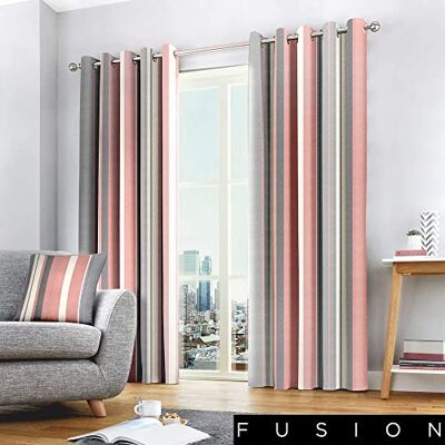 Fusion Whitworth Stripe Gordijnen met oogjes, 100% katoen, roze, 168 x 229 cm (B x H) Fusion Whitworth Stripe Gordijnen met oogjes, 100% katoen, roze, 168 x 229 cm (B x H)
