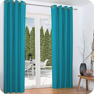 Beautissu Set van 2 Thermische Gordijn met Oogjes Amelie Verduisterend Gordijn 140x245 cm Thermisch Gordijn Koude Bescherming & Warmte Isolerend Gordijn Universeel Turquoise Beautissu Set van 2 Thermische Gordijn met Oogjes Amelie Verduisterend Gordijn 140x245 cm Thermisch Gordijn Koude Bescherming & Warmte Isolerend Gordijn Universeel Turquoise