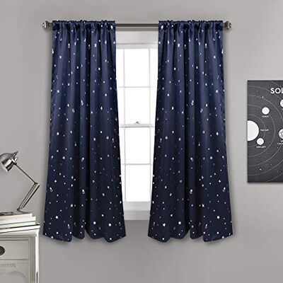 Lush Decor Verduisteringsgordijnen, energiebesparend, 160 x 132 cm, marineblauw sterrenpatroon Lush Decor Verduisteringsgordijnen, energiebesparend, 160 x 132 cm, marineblauw sterrenpatroon
