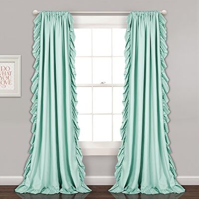 Lush Decor Reyna Raamgordijnen met ruches, 137,2 x 213,4 cm (b x l), lichtblauw, vloeiende gordijnen, romantische gordijnen met ruches, voor slaapkamer, woonkamer of eetkamer, 2 stuks Lush Decor Reyna Raamgordijnen met ruches, 137,2 x 213,4 cm (b x l), lichtblauw, vloeiende gordijnen, romantische gordijnen met ruches, voor slaapkamer, woonkamer of eetkamer, 2 stuks