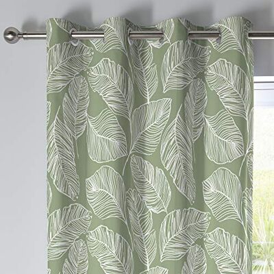 Fusion Set van 2 gordijnen met ogen van 100% katoen Tropische bladeren Groen Collectie Matteo 229 x 183 cm Fusion Set van 2 gordijnen met ogen van 100% katoen Tropische bladeren Groen Collectie Matteo 229 x 183 cm